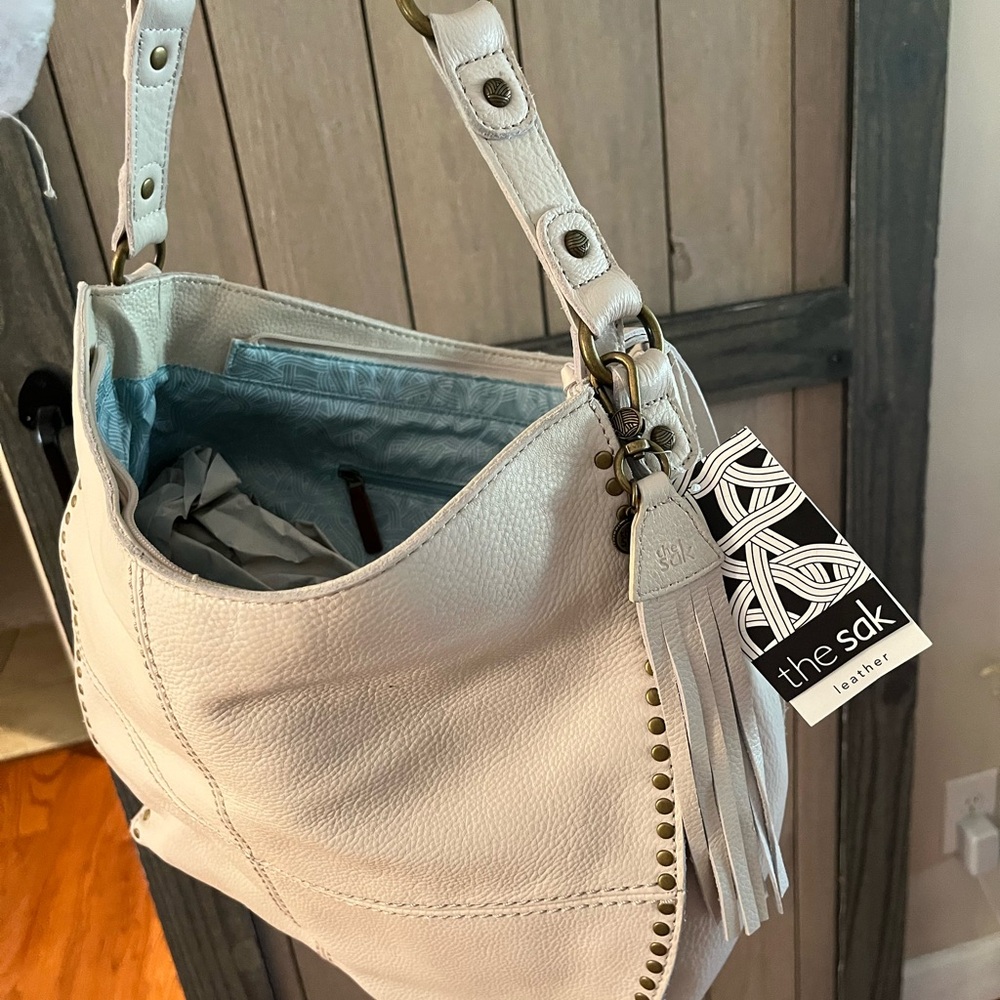 The Sak Cream Leather Hobo Bag